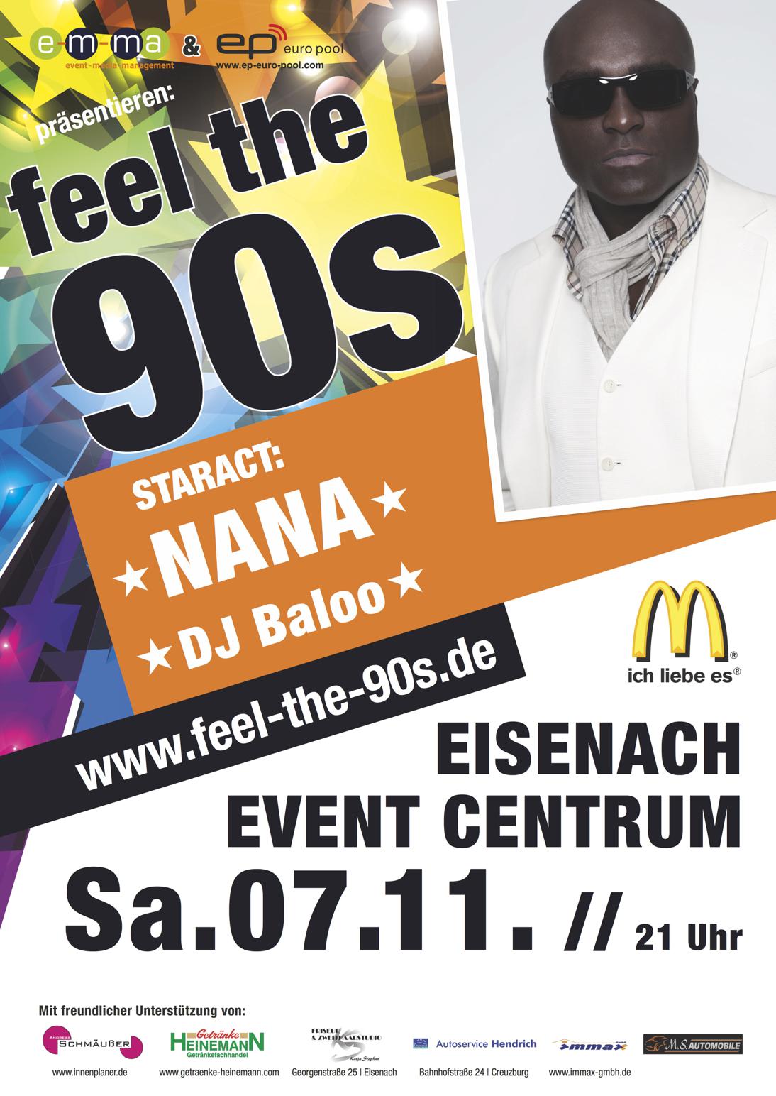 FEEL THE 90s - Star-Act: NANA Darkman & DJ BALOO - Thüringens größte 90er Jahre Partyreihe - PART I Eisenach