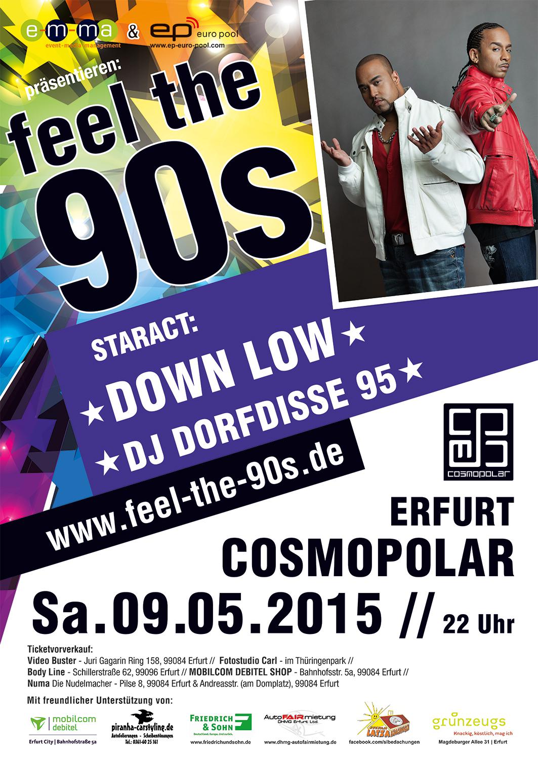 FEEL THE 90s - Staract: DOWN LOW & DJ Dorfdisse 95 - Thüringens größte 90er Party
