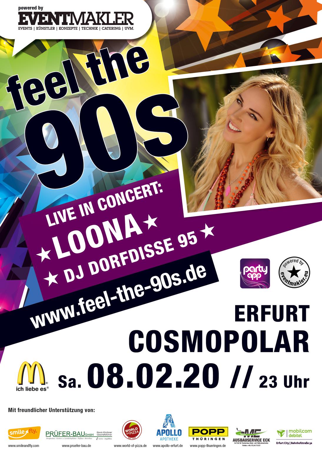 ★ Feel the 90s Erfurt ★ mit LOONA & DJ DORFDISSE 95